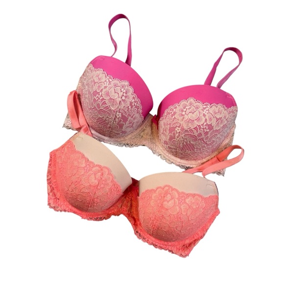 Victoria's Secret Other - Victoria’s Secret Dream Angels Lined Demi Lace Bra Set 2 - Pink Peach 34DD #2062